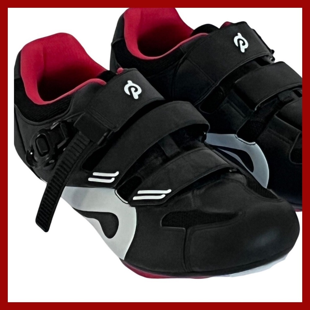 Peloton Cycling Shoes w Cleats Indoor Exercise Bike Clip-In Black Red Size 45